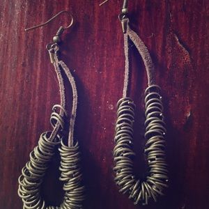 Leather bohemian earrings.
